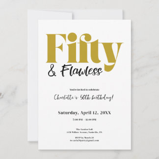 Fifty & Flawless 50th Birthday Invitation Einladung