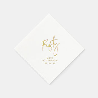 Fifty Gold Lettering 50. Geburtstag Papier-Teller Serviette
