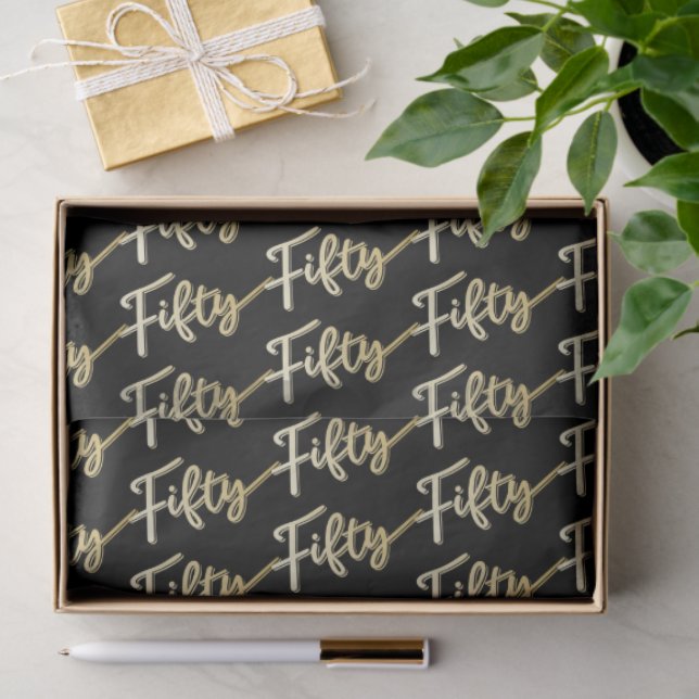 Fifty gold on black birthday or annversary seidenpapier (Geschenk)