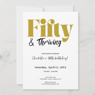 Fifty & Thriving 50th Birthday Invitation Einladung