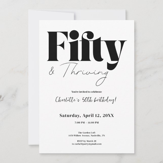 Fifty & Thriving 50th Birthday Invitation Einladung (Vorderseite)