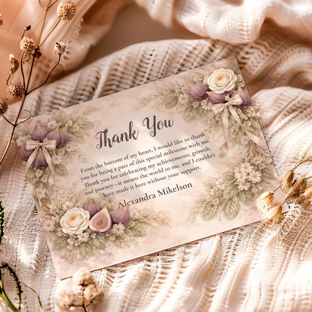 Fig Garden Vintage 1st Birthday Dankeskarte (Von Creator hochgeladen)