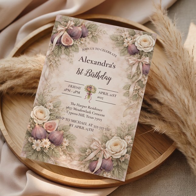 Fig Garden Vintage 1st Birthday Einladung (Von Creator hochgeladen)