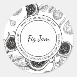 Fig Jam Sketch Modernes Label Runder Aufkleber