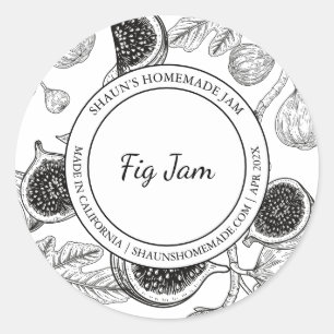 Fig Jam Sketch Modernes Label Runder Aufkleber