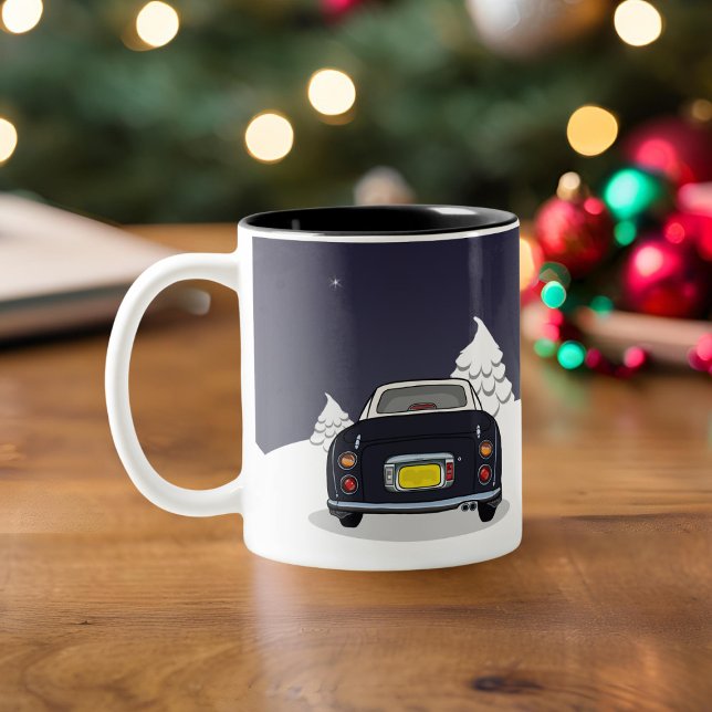 Figages Feiertage Black Figaro Car Zweifarbige Tasse (Happy Figmas! Add your name to this festive figaro mug)