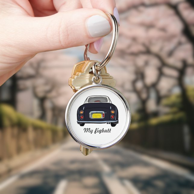 Figarations Black Figaro Car Name Schlüsselanhänger (Cute black figaro car keychain with space for your name)