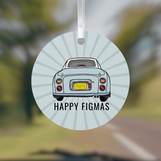 Figarations Blue Figaro Car Weihnachtsschmuck (Fun figgy ornament to hang in your car or on your christmas tree. You can add your name or car reg)