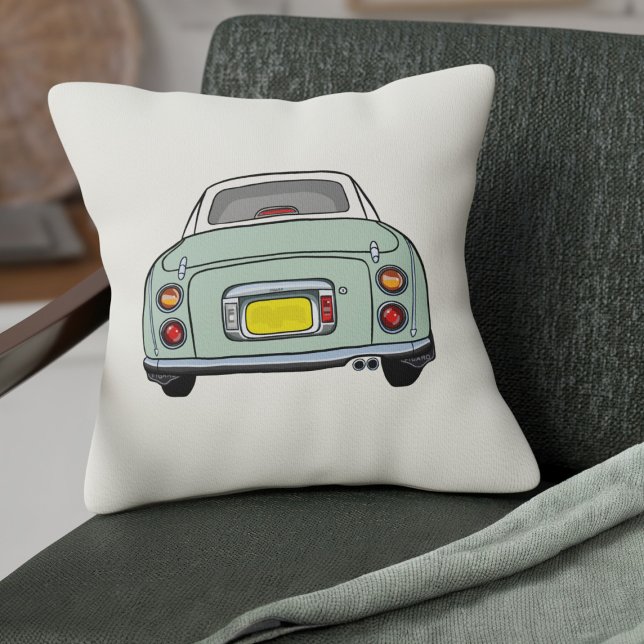Figarations Emerald Green Figaro Car Cream Kissen (A cute Emerald Green Figaro Car on a cream pillow for your car or your home)