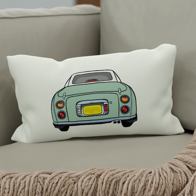 Figarations Emerald Green Figaro Karierte Silhouet Lendenkissen (A fun green figgy lumbar pillow for your car or home. You can easily change the background colour)