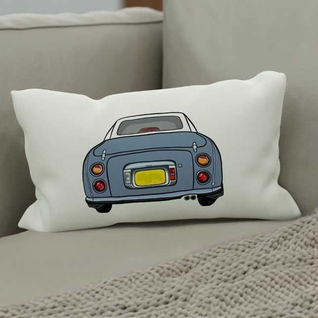 Figarations Lapis Gray Figaro Auto Karierte Silhou Lendenkissen (A fun lapis figgy lumbar pillow for your car or home. You can easily change the background colour)