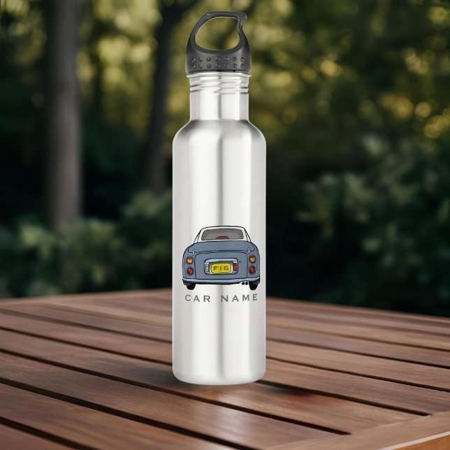 Figarations Lapis Grey Figaro Auto Name Monogram Edelstahlflasche (You can add your car name (or yours) and your initials to this lapis figaro water bottle. )