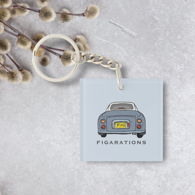 Figarations Lapis Grey Figaro Car Monogram Schlüsselanhänger (A lapis grey figaro car acrylic keychain with your name and initials)