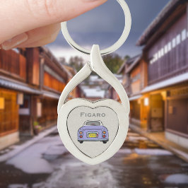 Figarations Lilac Figaro Car Monogram Silver Heart Schlüsselanhänger