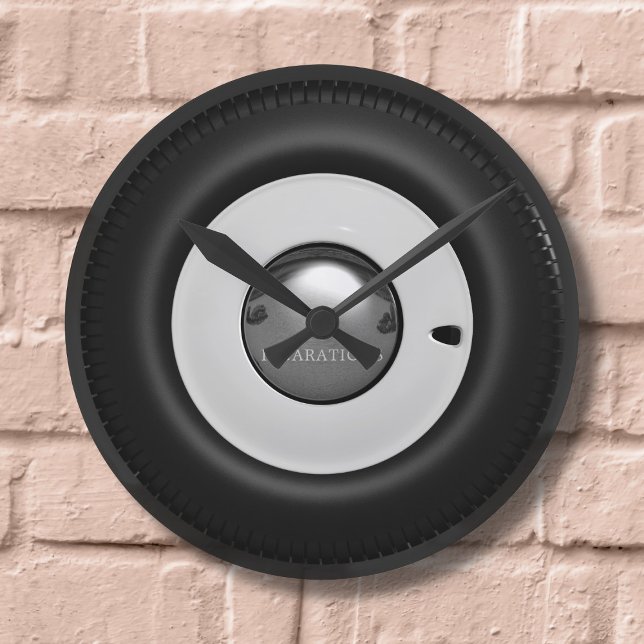 Figarations Name Classic Car Wheel Trim Hubcap Runde Wanduhr (Add your name)