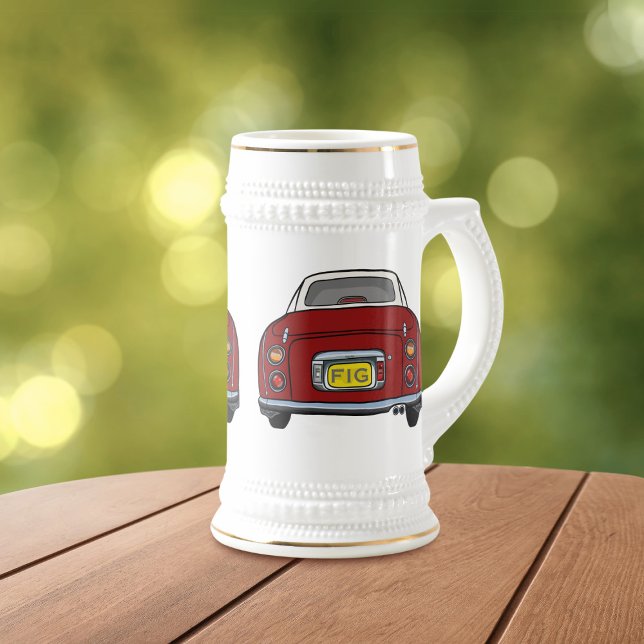 Figarations Niedlich Red Figaro Car Beer Stein Bierglas (Fun figaro beer stein for the red figaro driver (when they are not driving) Add your initials)