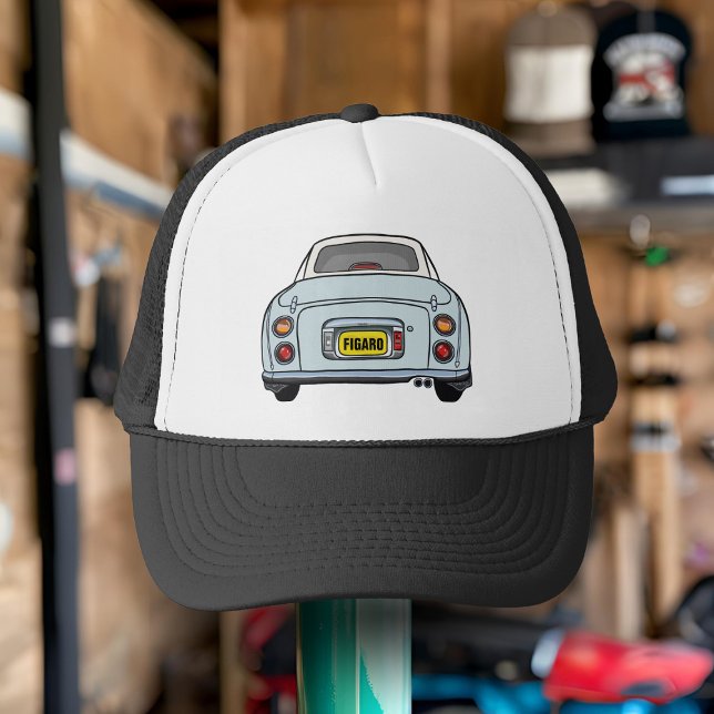 Figarations Pale Aqua Figaro Auto Name Trucker Hat Truckerkappe (Perfect trucker hat for the Pale Aqua Figaro Driver. Add your name or initials)