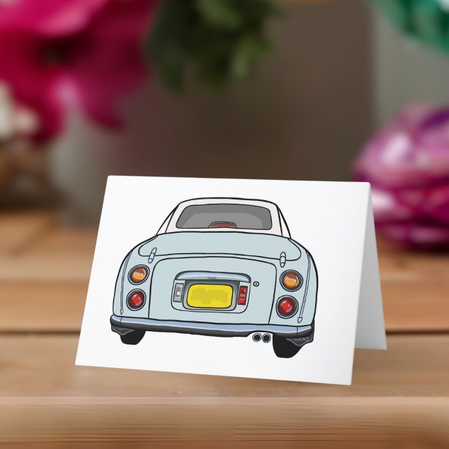 Figarations Pale Aqua Figaro Car Grußkarte Karte (A cute pale aqua blue figaro car blank greeting card perfect for any occasion)