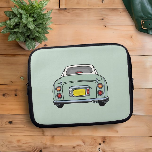 Figaro Car Green Laptop Sleeve (A cute emerald green figaro car laptop sleeve just for you)
