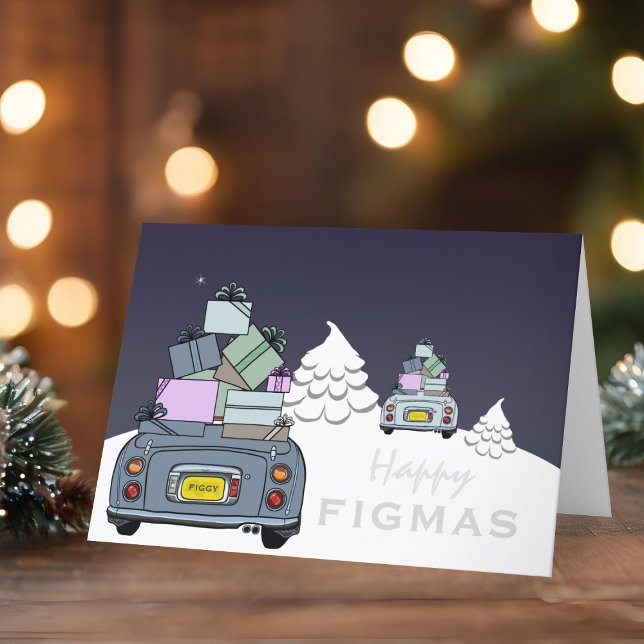 Figaro Car Happy Figmas Weihnachtskarte Feiertagskarte (Happy Fig-mas! A fun figgy themed christmas card to send to your car! (or your figgy loving friends))
