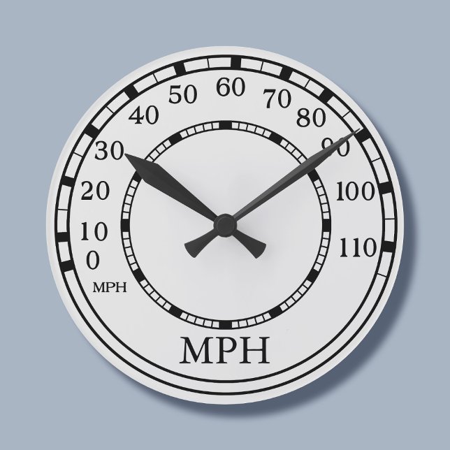 Figaro Car Speedometer MPH weiß Runde Wanduhr (Add your initials)