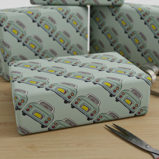 Figaro - Papier zum Umschlag von Kraftfahrzeugen Geschenkpapier (Fun figgy wrapping paper for your emerald green figaro related gifts)
