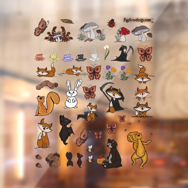 figdewdrop characters cut-out inside window cling  fensteraufkleber (Blatt 2)