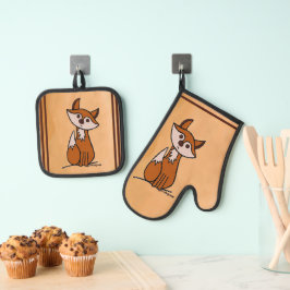 Figdewdrop Fig the Fox pot holders Ofenhandschuh & Topflappen-Set