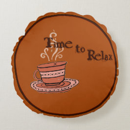 figdewdrop Time to Relax Brown Round Pillow  Rundes Kissen