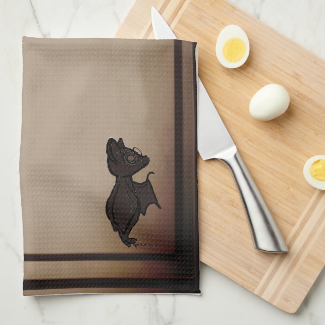 figdewdrops Blinky the Bat Fog kitchen towel Geschirrtuch (Viertel Falte)
