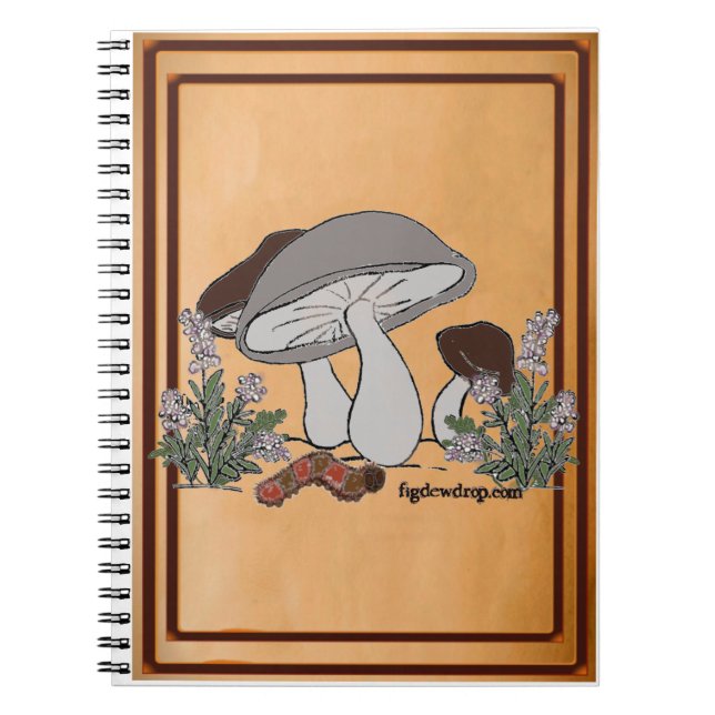 figdewdrops caterpillar mushroom notebook notizblock (Vorderseite)