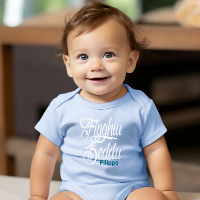 Figghiu Beddu Baby Bodysuit Strampler (Figghiu Beddu (Sicilian for handsome son) Baby Bodysuit Sicily heritage)