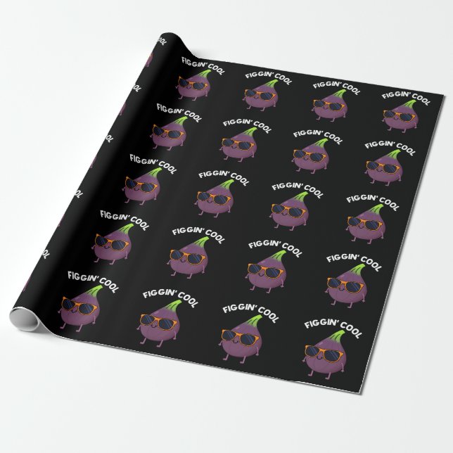 Figgin Cool Funny Fig Food Puff Dark BG Geschenkpapier (Ungerollt)