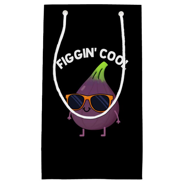 Figgin Cool Funny Fig Food Puff Dark BG Kleine Geschenktüte (Vorderseite)