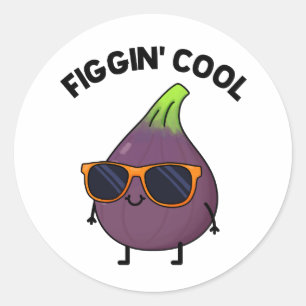 Figgin Cool Funny Fig Food Puff Runder Aufkleber