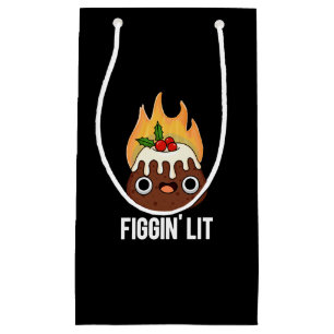 Figgin Lit Funny Figgy Pudding Pun Dark BG Kleine Geschenktüte