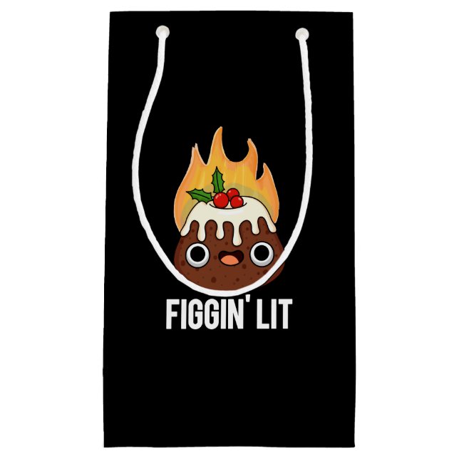 Figgin Lit Funny Figgy Pudding Pun Dark BG Kleine Geschenktüte (Vorderseite)