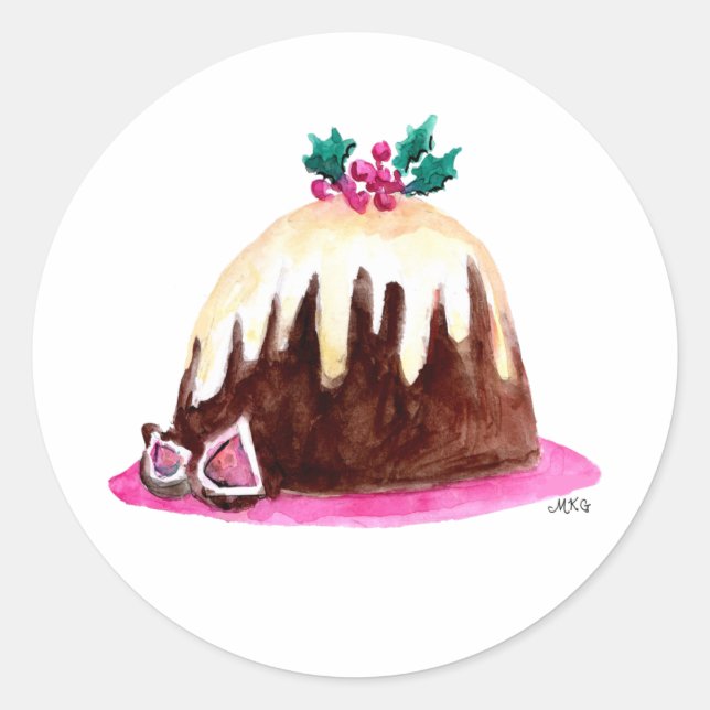 Figgy Pudding Whimsical Christmas Umschlag Aufkleb Runder Aufkleber (Vorderseite)