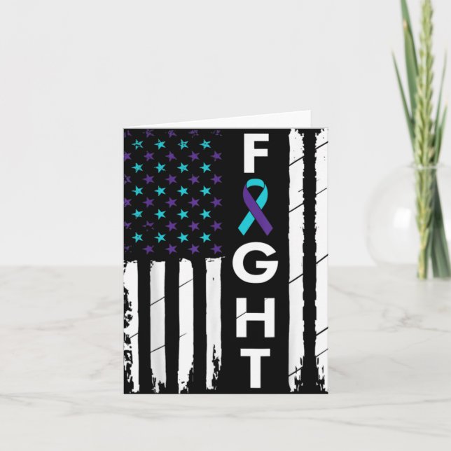 Fight American Flag Ribbon Suicide Prevention Awar Karte (Vorderseite)