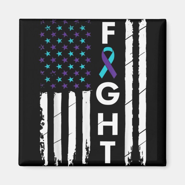 Fight American Flag Ribbon Suicide Prevention Awar Magnet (Vorne)