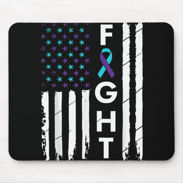 Fight American Flag Ribbon Suicide Prevention Awar Mousepad (Vorne)