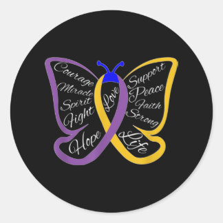 Fight Bladder Cancer Awareness Butterfly Runder Aufkleber