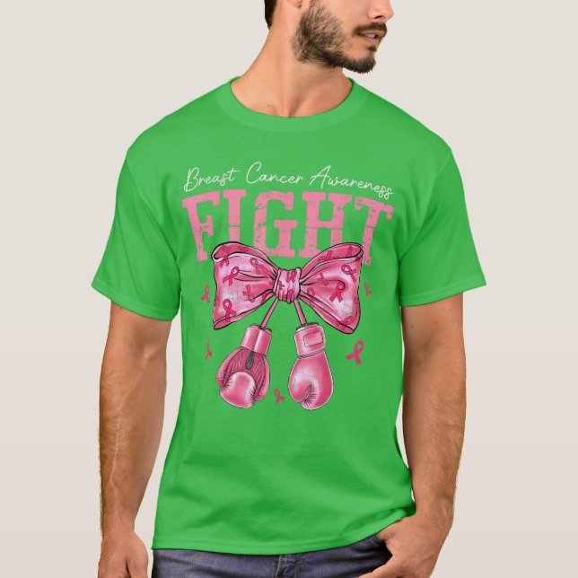 Fight Breast Cancer Awareness s Women Bow Pink Rib T-Shirt (Vorderseite)