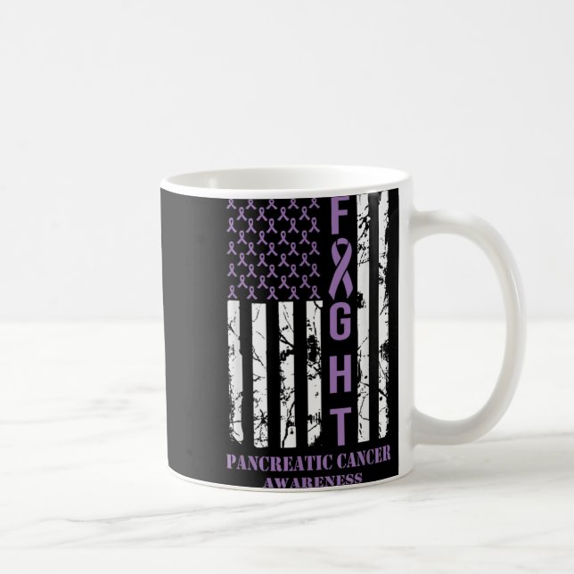 Fight Flag Purple Ribbon Suprt Pancreatic Cancer  Kaffeetasse (Rechts)