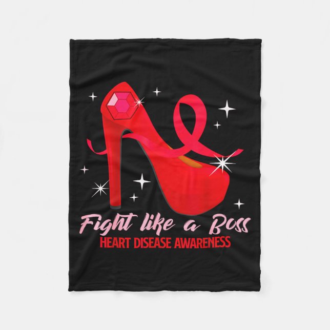 Fight Like A Boss Heart Health Heart Disease Aware Fleecedecke (Vorderseite)