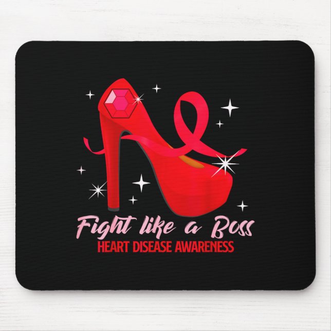 Fight Like A Boss Heart Health Heart Disease Aware Mousepad (Vorne)