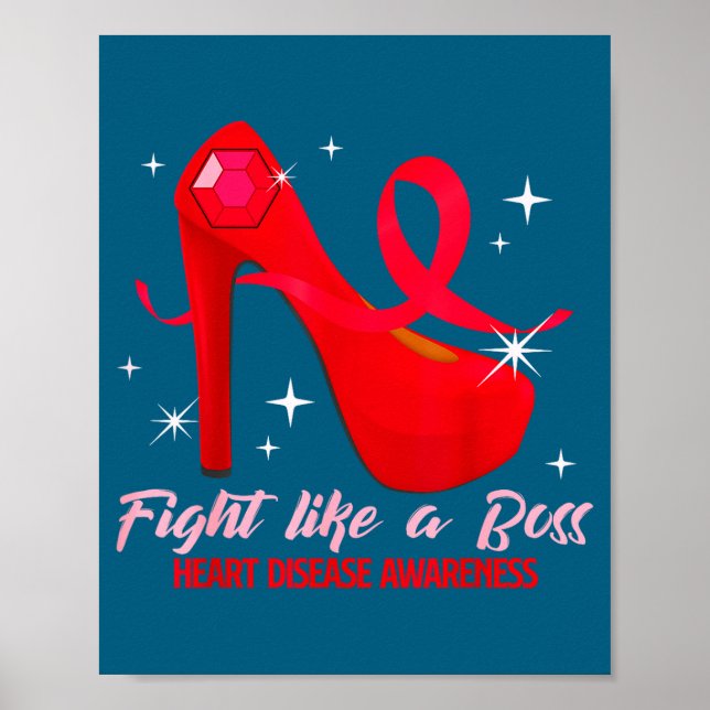 Fight Like A Boss Heart Health Heart Disease Aware Poster (Vorne)