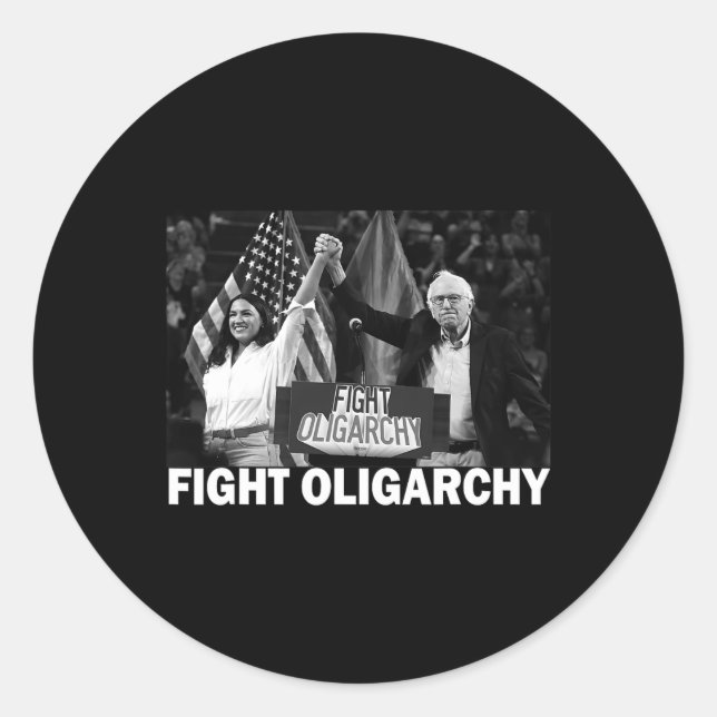 Fight Oligarchy Bernie Sanders And Aoc Freedom Us  Runder Aufkleber (Vorderseite)