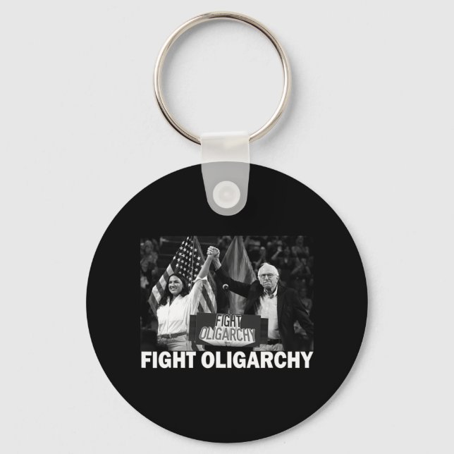 Fight Oligarchy Bernie Sanders And Aoc Freedom Us  Schlüsselanhänger (Vorderseite)