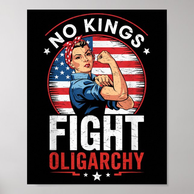 Fight Oligarchy Protest Sign Democracy No Kings In Poster (Vorne)
